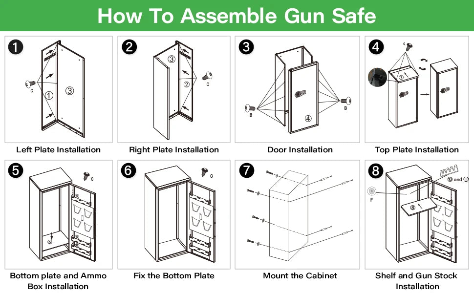 Kavey Gun Safe with Removable Shelf and Magnetic Induction Light