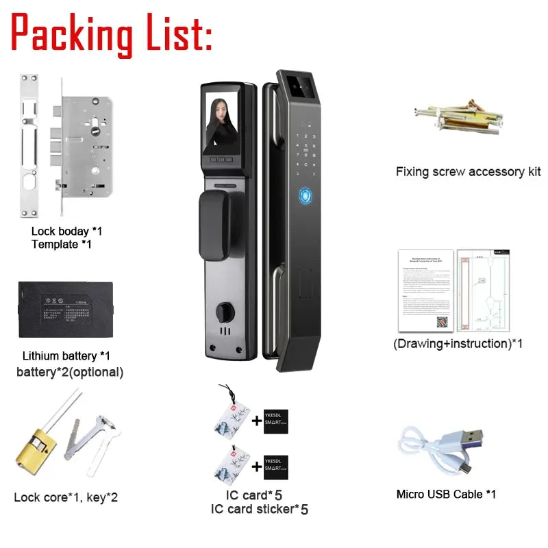 3D Face Recognition Digital Door Lock with Camera Fingerprint and Keyless Entry