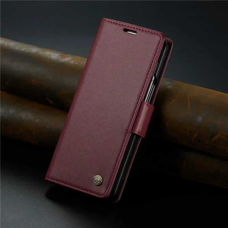 EUCAGR Luxury Magnetic Wallet Leather Case For Samsung Galaxy Z Fold 6 5 Shockproof Card Holder Pocket Cover For Galaxy Z Fold6