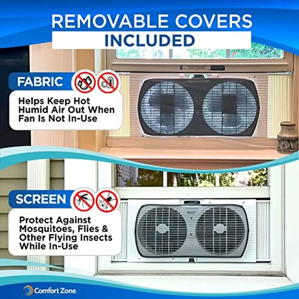 Twin Window Fan 3-Speed Reversible Airflow Portable Dual Exhaust
