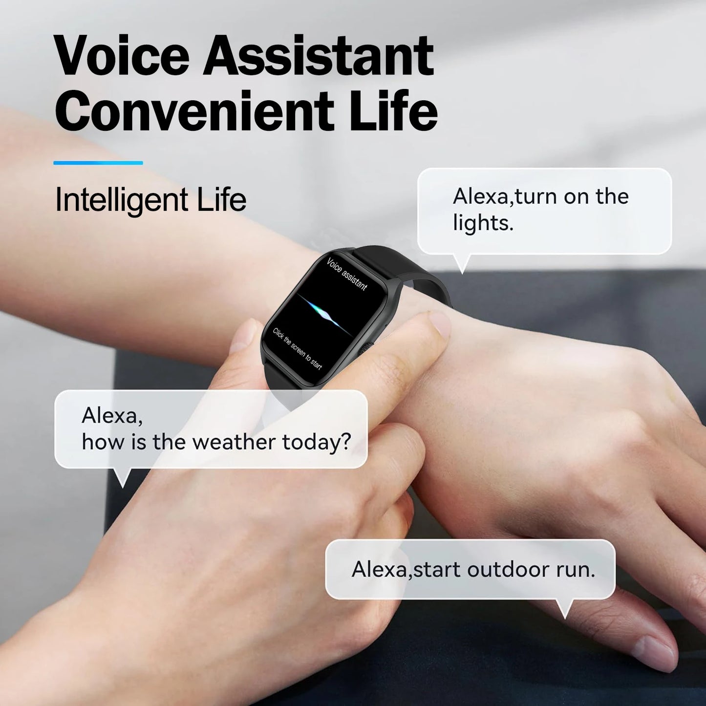 AI Voice Assistant Smart Watch 1.96" HD Screen 100+ Sports Sleep Heart Rate Monitor