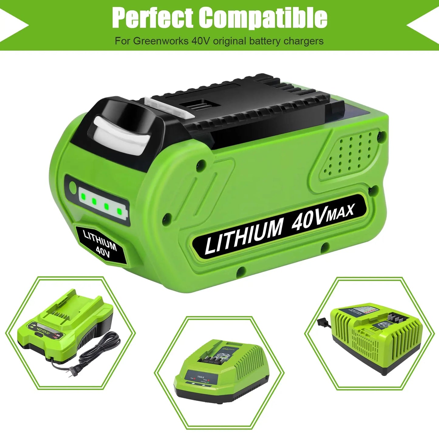 6.0Ah Greenworks 40V G-MAX Battery for 29472 29462 29252 20202 22262 Cordless Power Tools