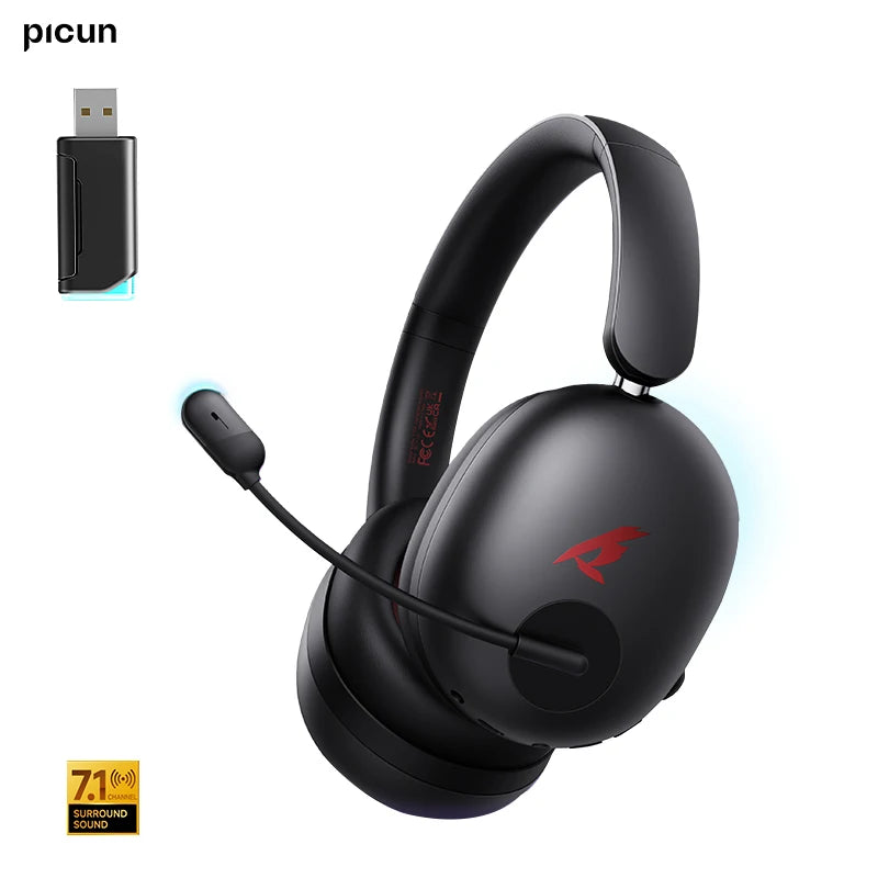 Picun UG-10A Wireless Gaming Headset 2.4G Bluetooth 6.0 Wired 56dB Mic 40mm Drivers Over Ear