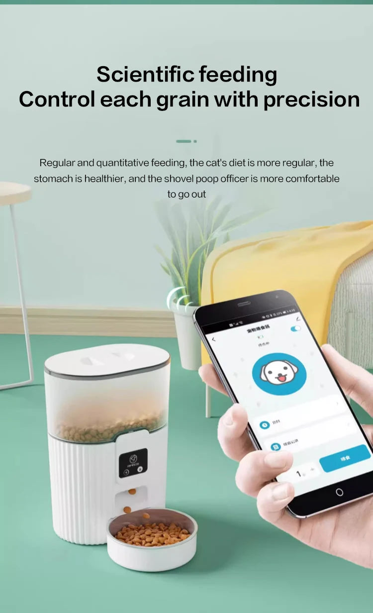 Smart Automatic Pet Feeder with WiFi Remote Control Pet Food Dispensing