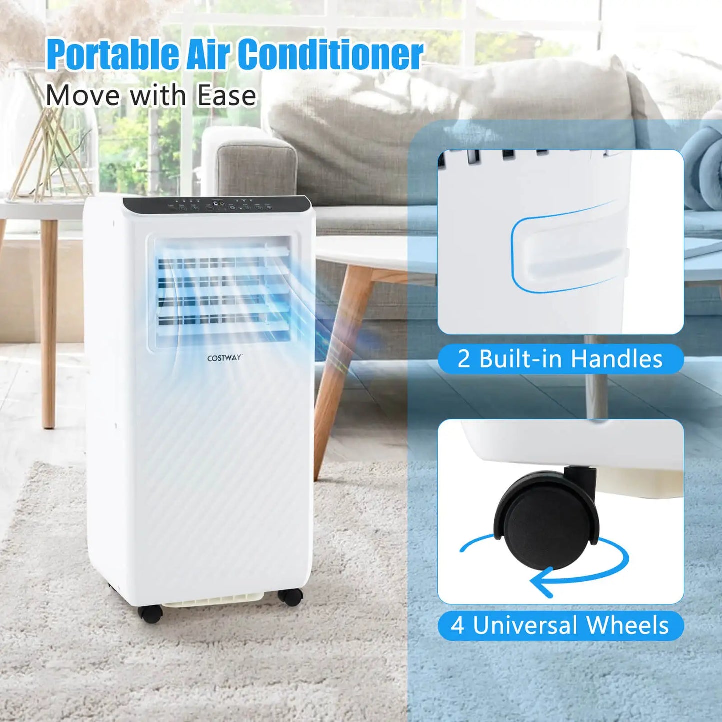 8000 BTU Portable Air Conditioner – 3-in-1 Cooler, Dehumidifier & Fan with Timer