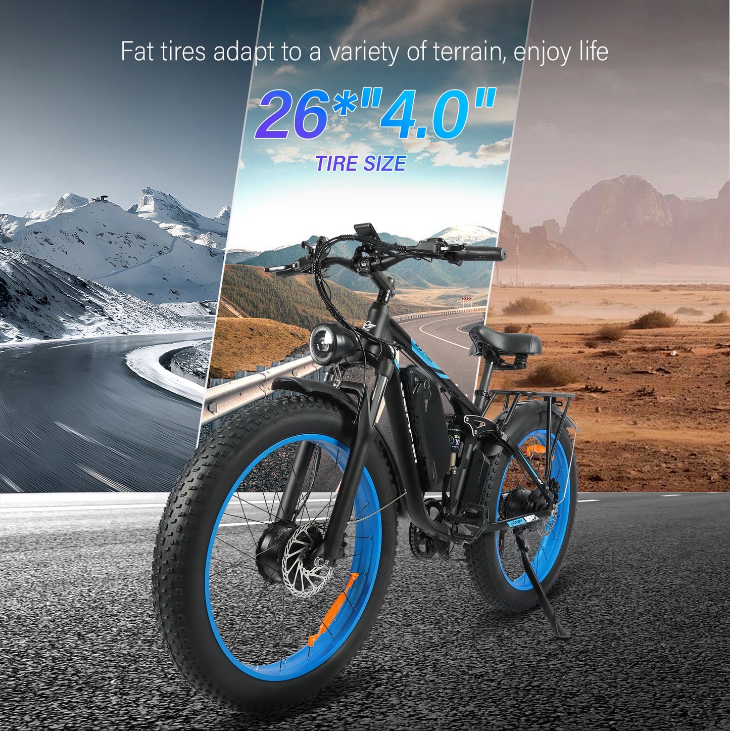 3000W Electric Mountain Bike with Dual Motor 48V 25Ah Lithium Battery Hydraulic Brakes