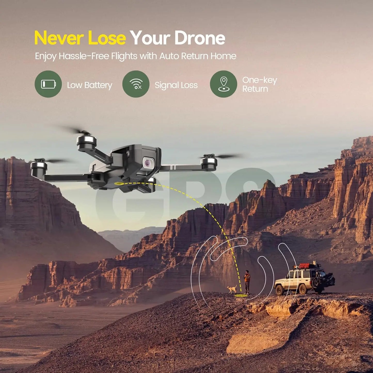 HolyStone HS720 GPS Drone 4K UHD 52min Foldable Brushless Auto Return Follow Me C0