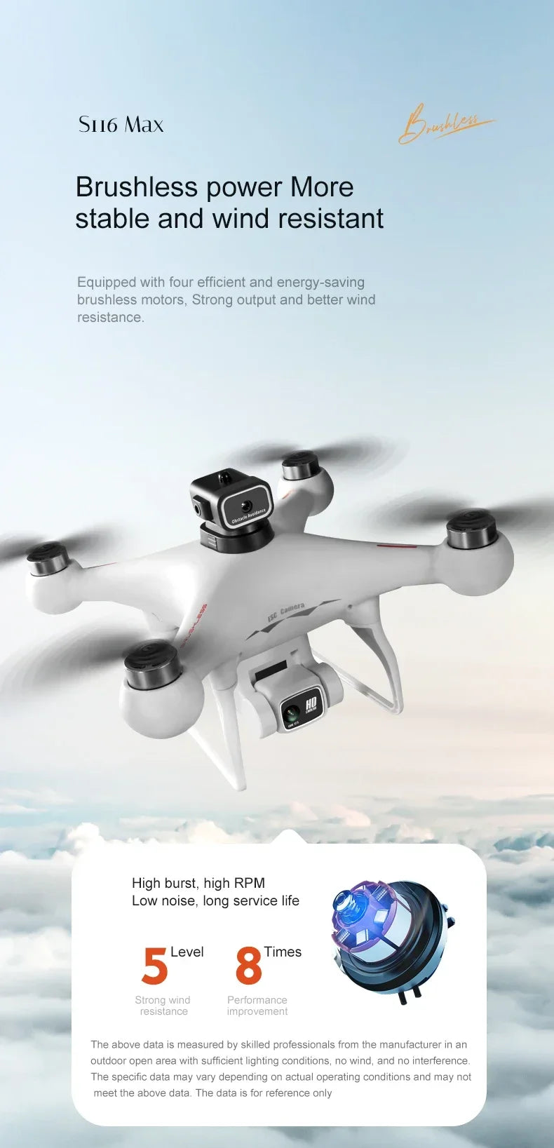 S116 MAX 8K Drone with 3 Batteries Dual Camera Optical Flow Obstacle Avoidance
