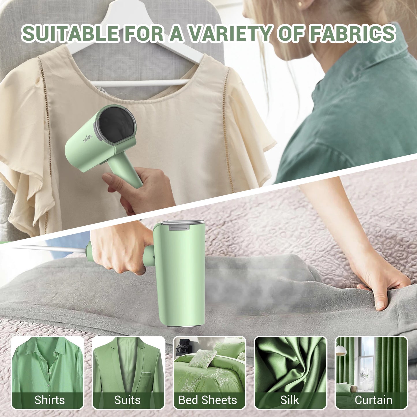 1000W Handheld Garment Steamer Portable Foldable Steam Cleaner