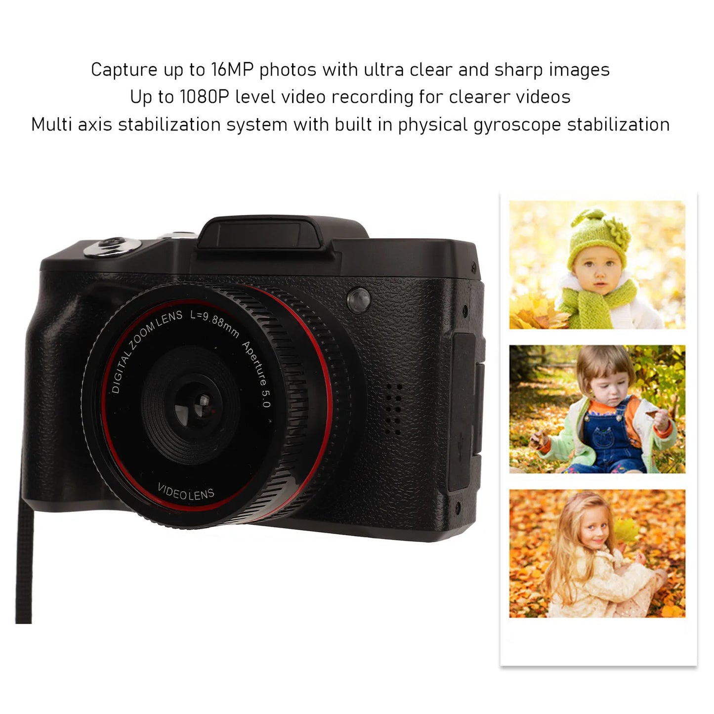 1080P Digital Camera 16MP HD Smart Camera for Photography SLR Style Compact Digital Camera