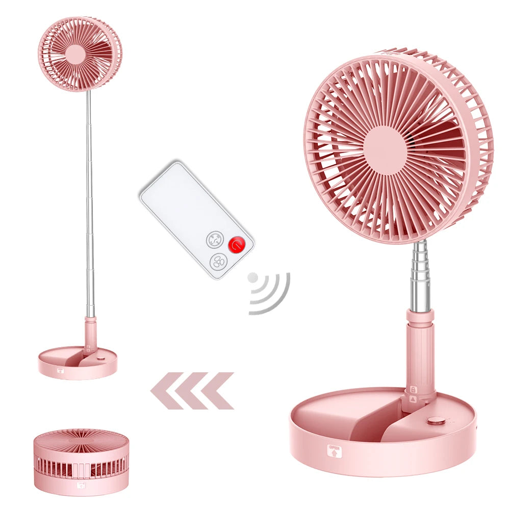 Foldable Desk and Table Fan Portable Battery Operated Adjustable Height with Remote