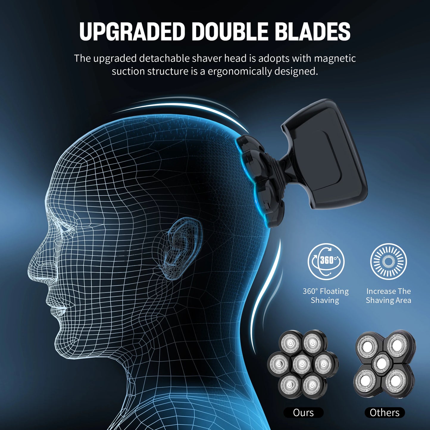 Sejoy 7D Electric Head Shaver for Bald Men Magnetic Razor & Beard Trimmer Waterproof