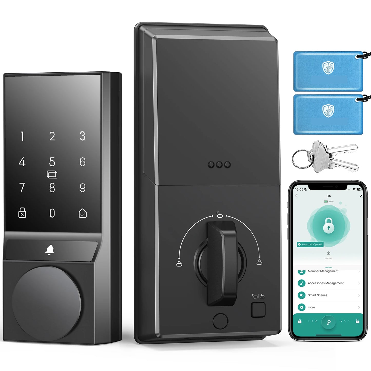 Smart Keyless Door Lock with Doorbell Bluetooth App Control and Auto Lock for Front Door