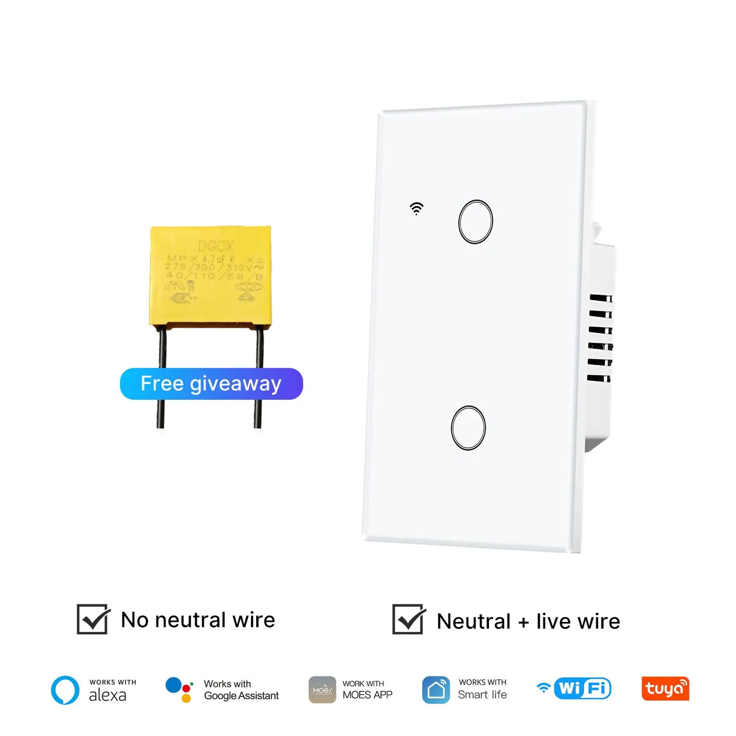 Tuya WiFi Smart Light Switch Touch Control Alexa Google