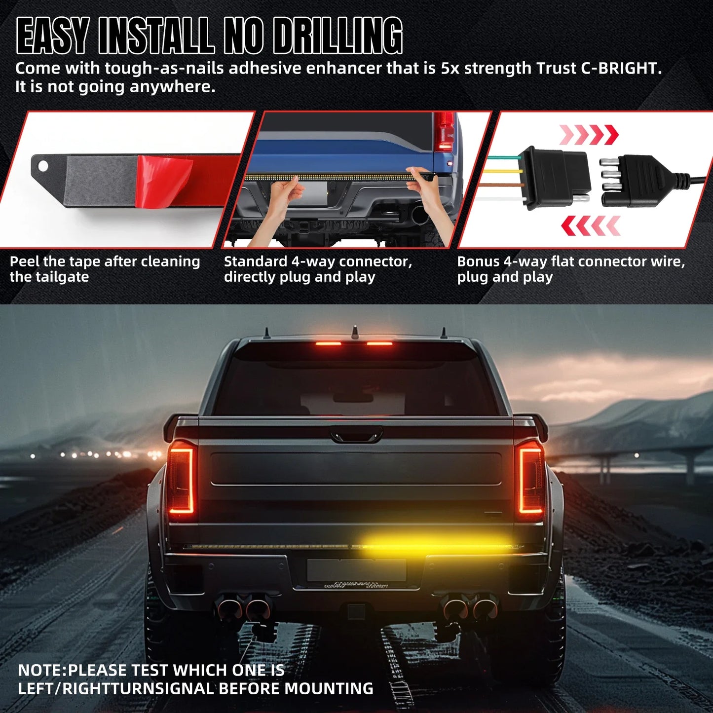 60 Inch LED Tailgate Light Bar Brake Turn Signal Strip