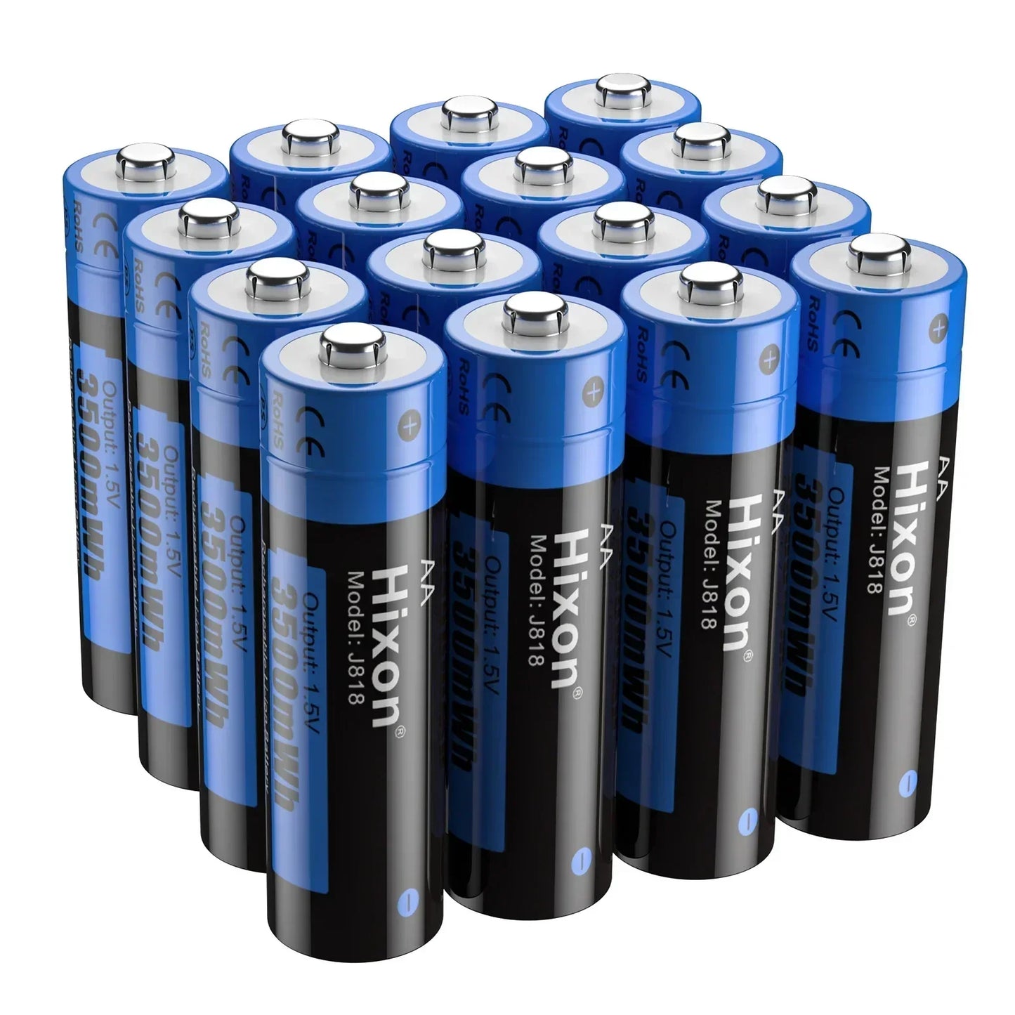 AA 3A 3500mWh 1.5V Li-ion rechargeable batteries by Hixon for cameras and toys, CE FCC RoHS certified.