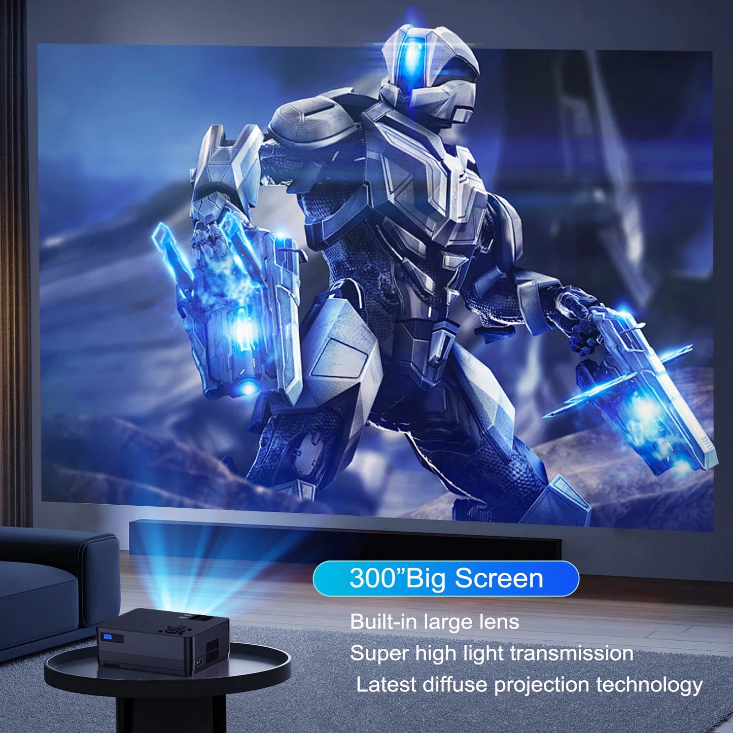 5G WiFi 1080P Projector with Screen 15000LM 300in Display