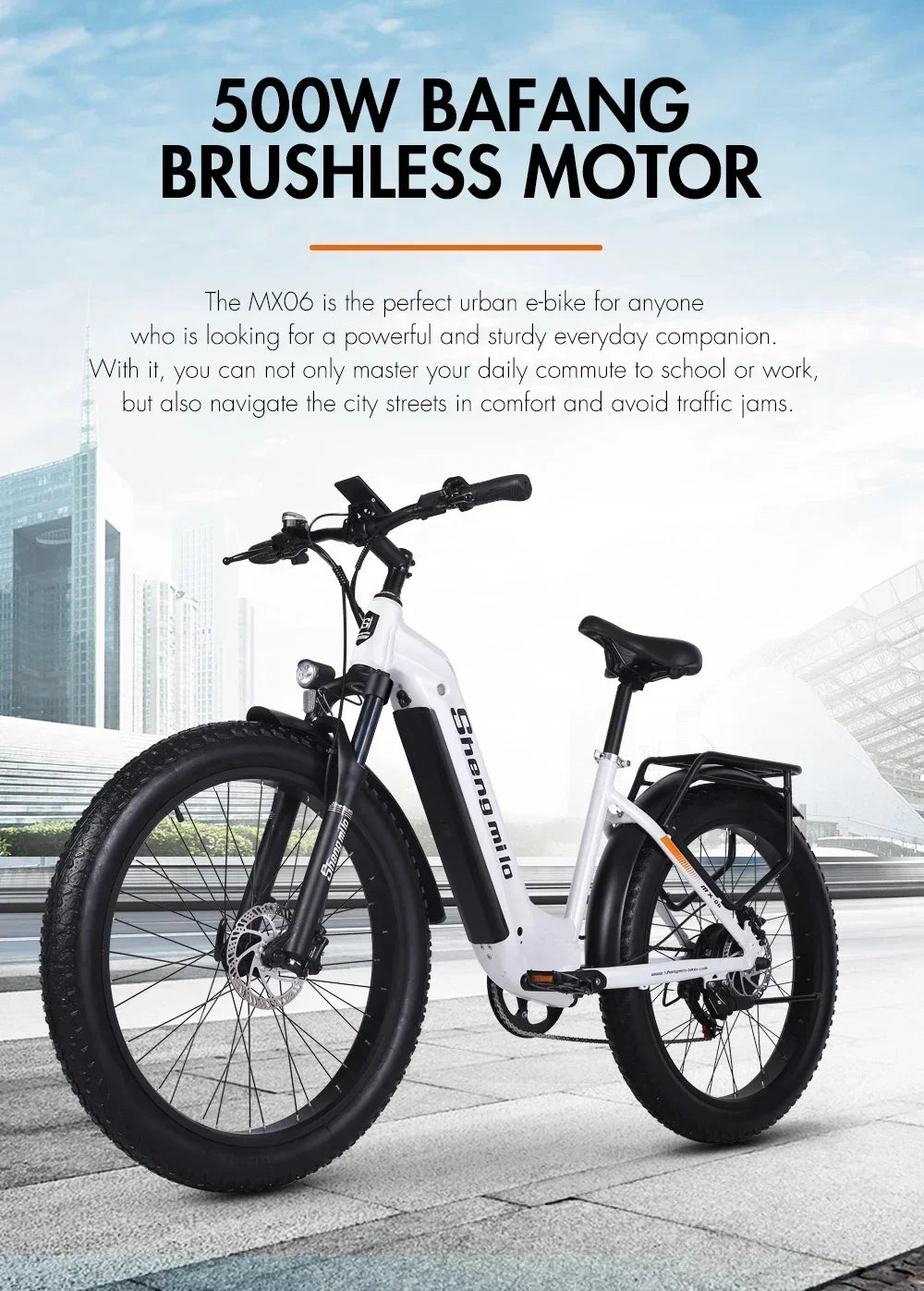 Shengmilo MX06 Electric Bike 1000W Motor 48V 17.5Ah Lithium Battery 26 Inch for Adult City Commuting