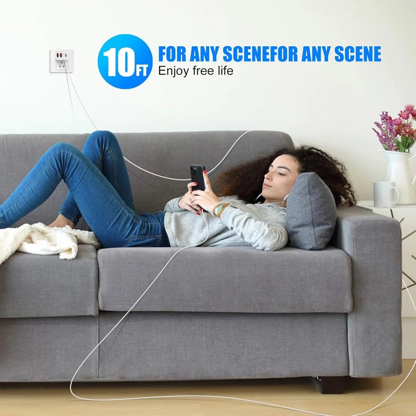 2-Pack 40W 4-Port USB-C Quick Wall Charger with 10FT USB-C to C Cable