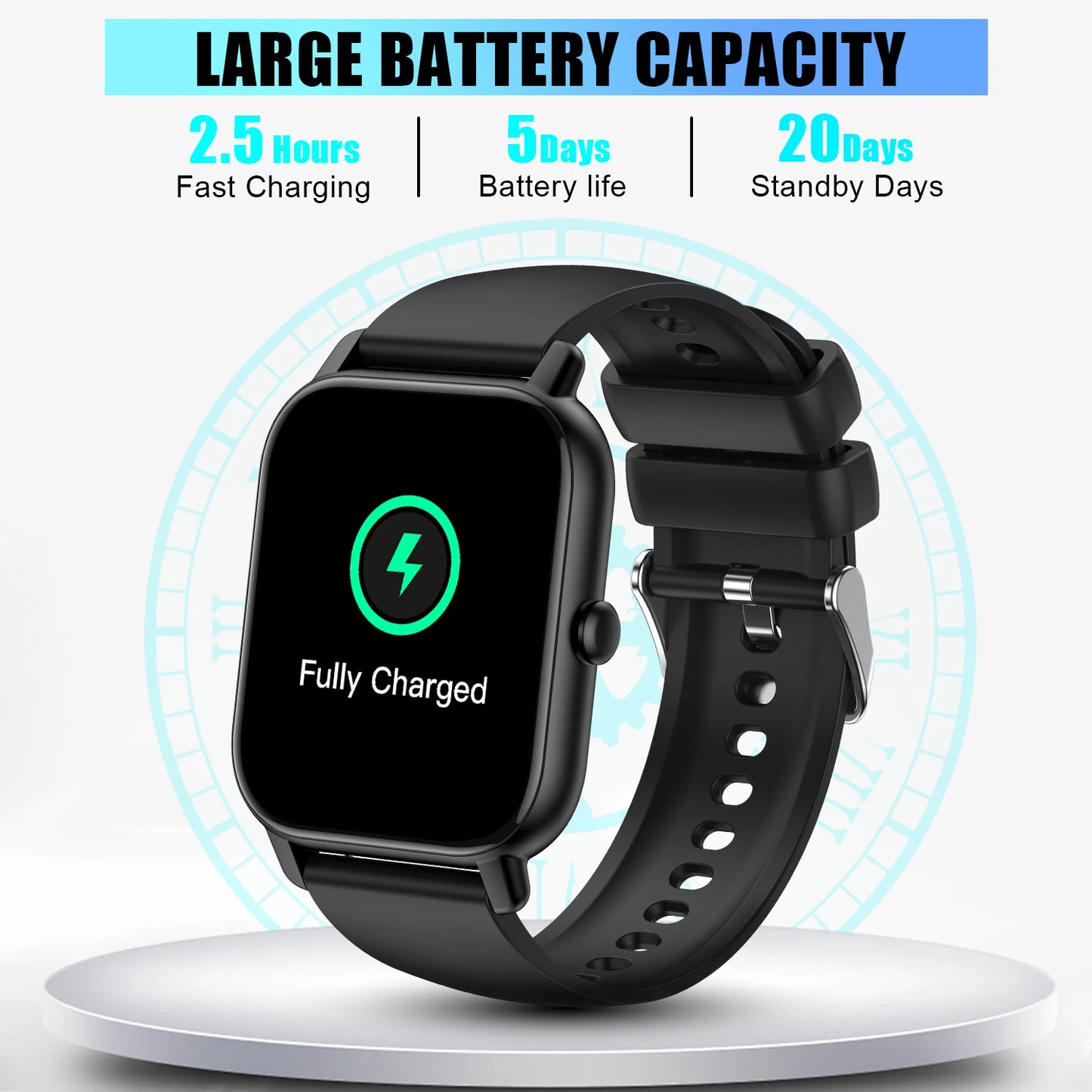 AI Voice Smart Watch 1.85 Inch HD Touch Fitness Tracker Wireless Call IP68 Waterproof