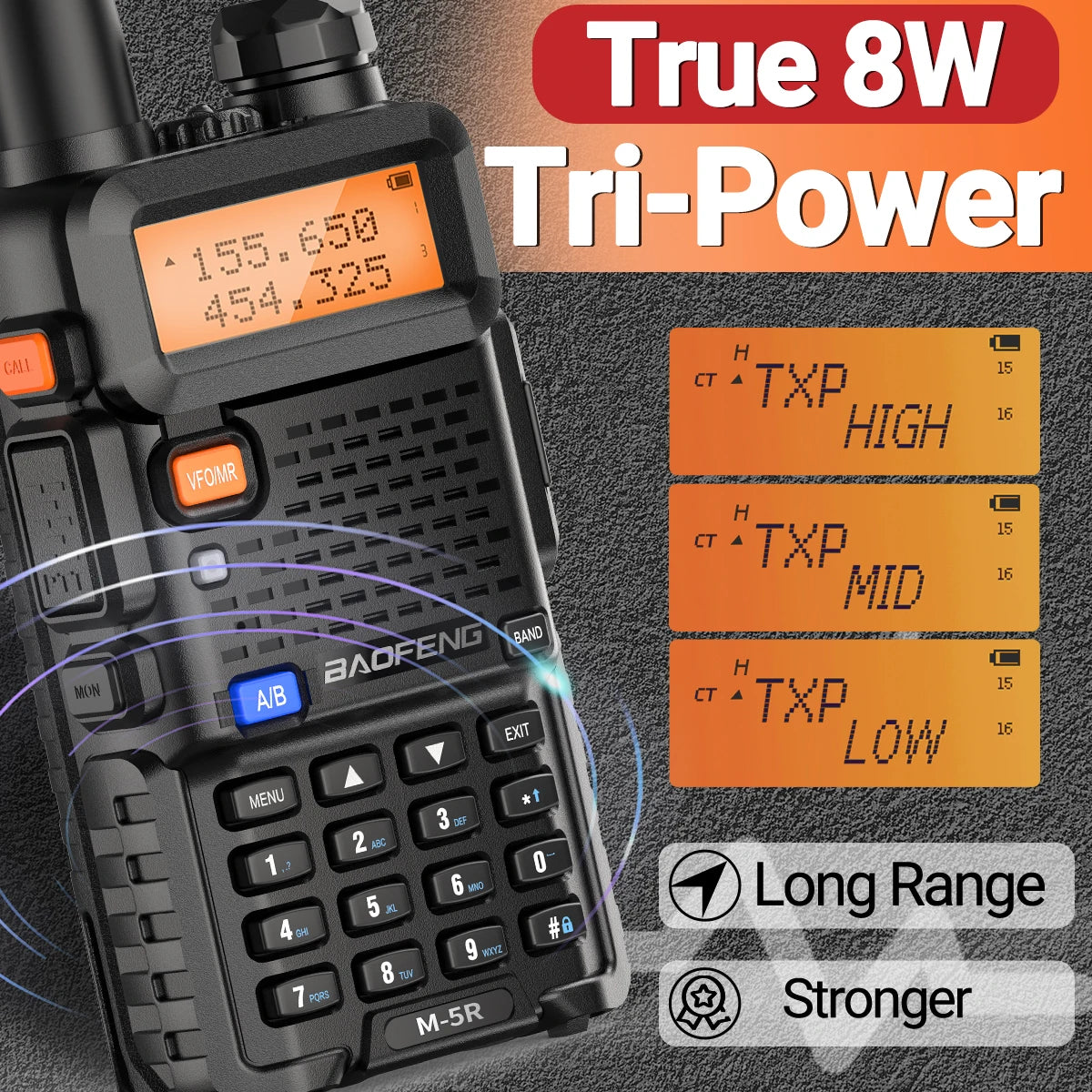 1 or 2PCS Baofeng M-5R 8W Walkie Talkie Multi Band Type-C Long Range