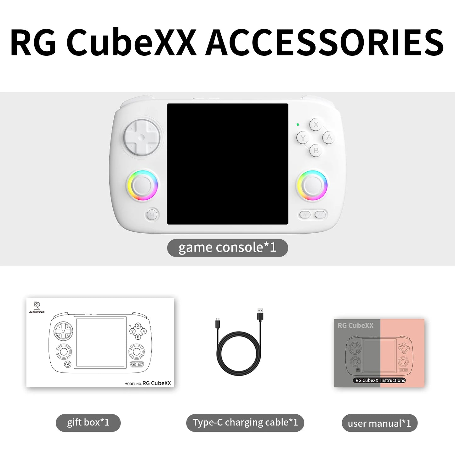 ANBERNIC RG Cubexx Handheld Game Console with 3.95 Inch IPS Screen 64 Bit Linux System 5G WiFi and Bluetooth