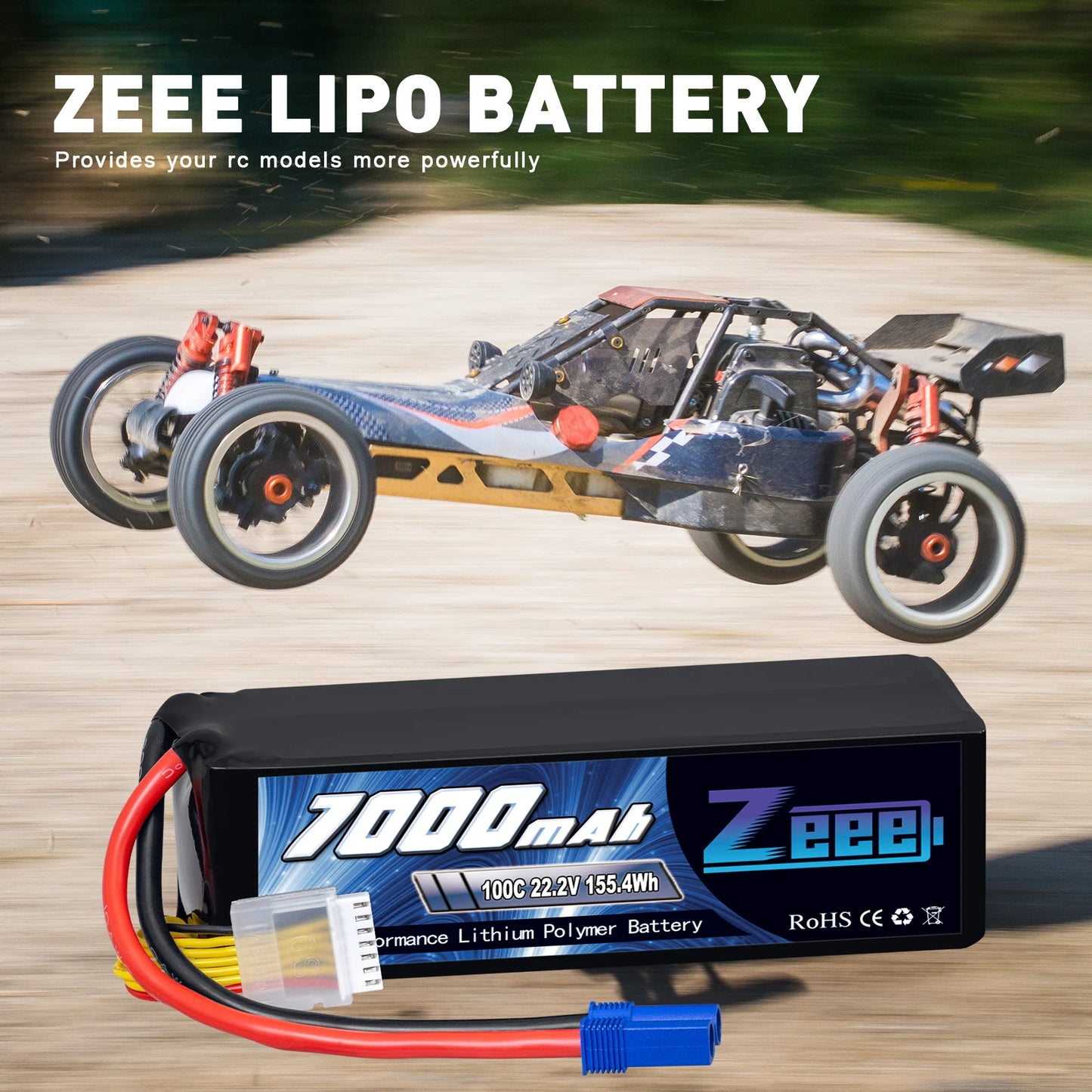 2pcs Zeee Lipo Battery 4S 6S 22.2V 100C 7000mAh Softcase with EC5 Plug for RC Vehicle Parts