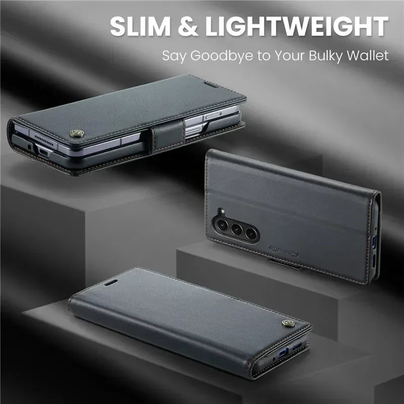 EUCAGR Luxury Magnetic Wallet Leather Case For Samsung Galaxy Z Fold 6 5 Shockproof Card Holder Pocket Cover For Galaxy Z Fold6