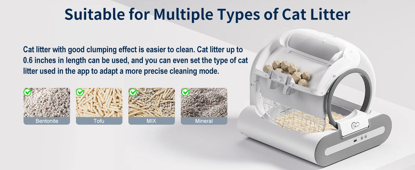 DOEL Automatic Self Cleaning Cat Litter Box with App Control and Litter Mat for Multiple / Large Cats