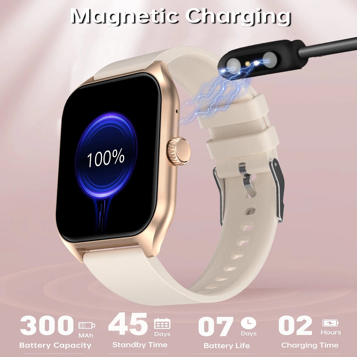 AI Voice Assistant Smart Watch 1.96" HD Screen 100+ Sports Sleep Heart Rate Monitor