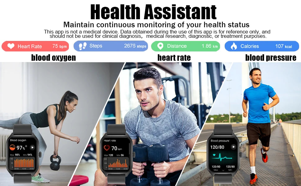 AI Voice Assistant Smart Watch 1.96" HD Screen 100+ Sports Sleep Heart Rate Monitor