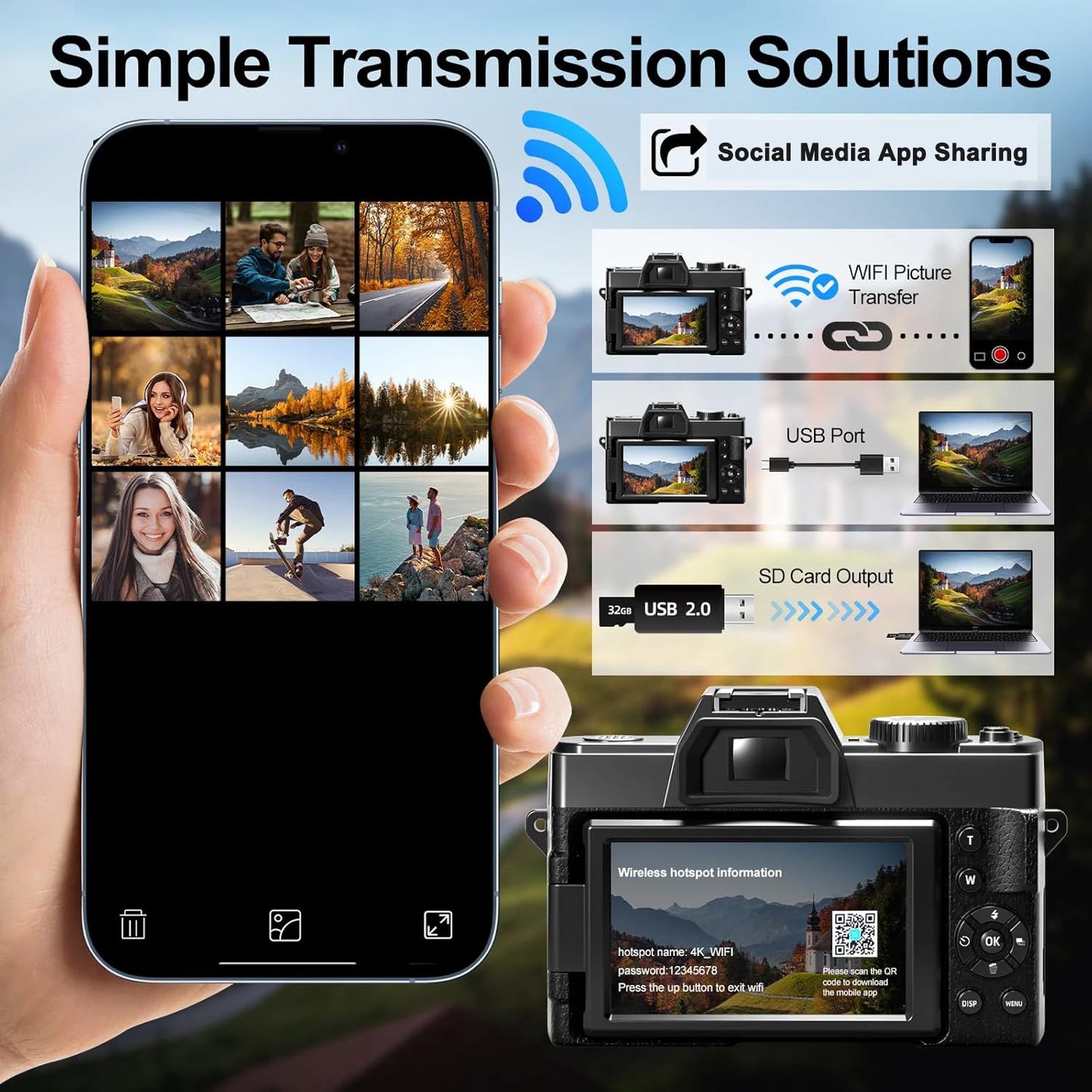 NBD 48MP Digital Camera with 4K Video 3.0 Inch Flip Screen and 16X Digital Zoom