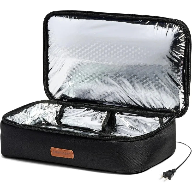 HOTLOGIC Max XP Large Portable Electric Lunch Box and Food Warmer Tote 120V Black