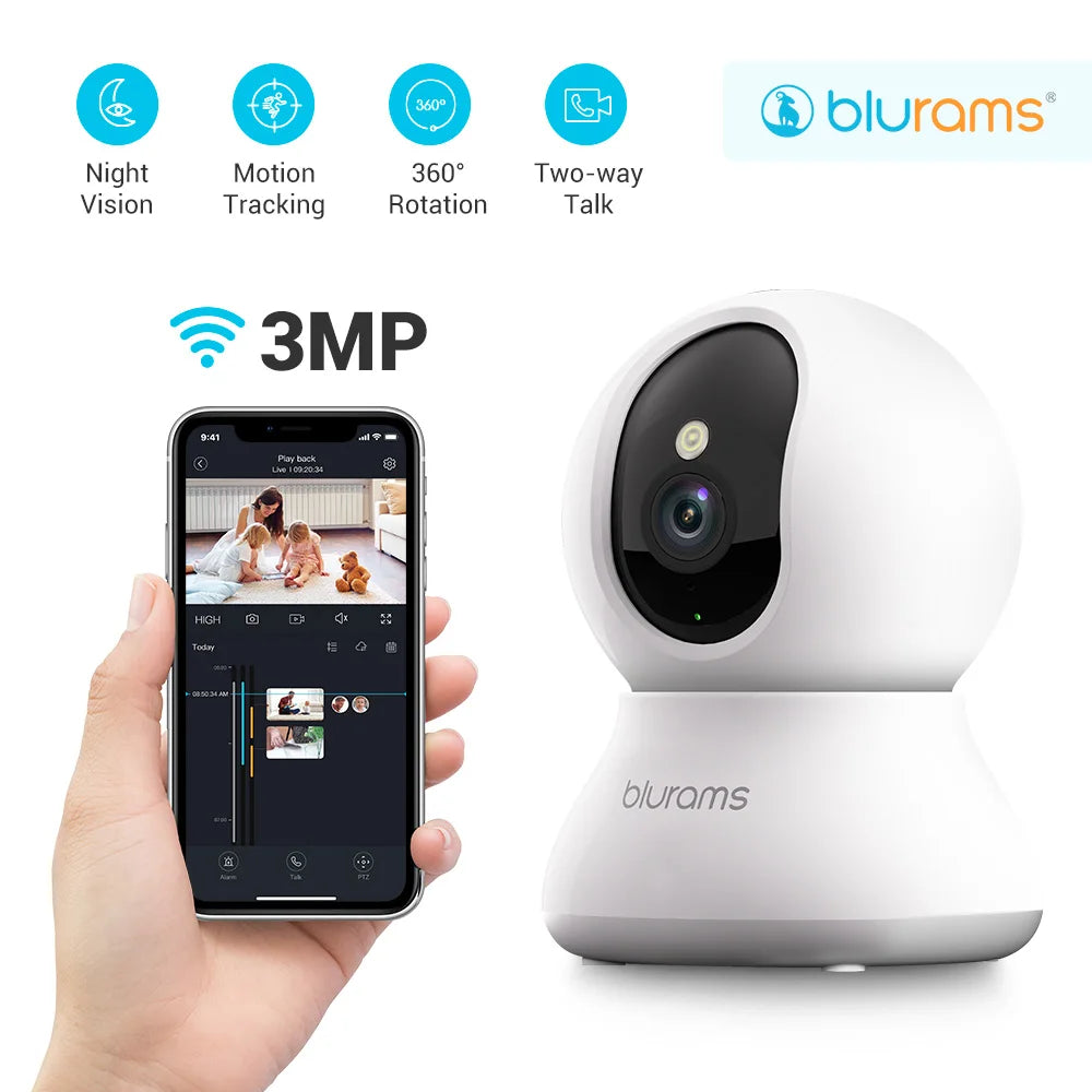 Blurams Baby Monitor 2K HD Security Camera with Motion Detection Two Way Audio and Night Vision
