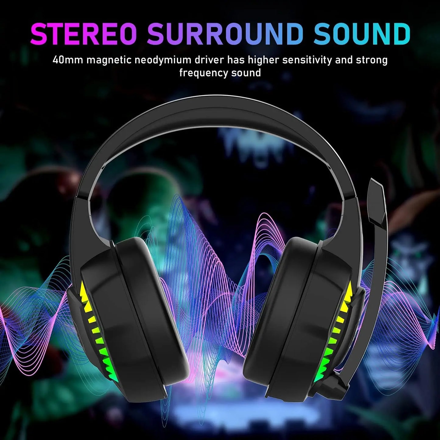 MAMBASNAKE CY907 RGB Gaming Headset with 5.1 Surround Sound and Active Noise-Cancellation