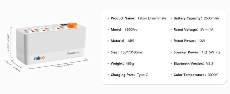 TAKOO 3-in-1 Sound Machine/Bluetooth Speaker/Night Light, DIY Mixable 7 Nature Sounds & White Noise, 11 Ambient Lights