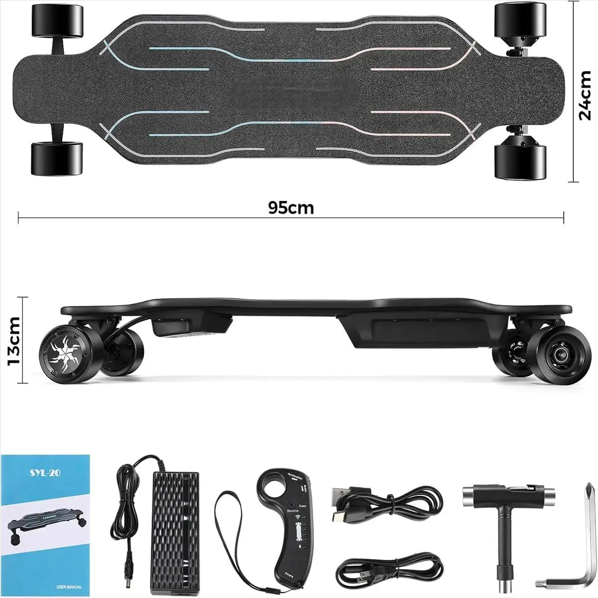 Electric Skateboard Longboard Dual Drive With Remote And Charger
