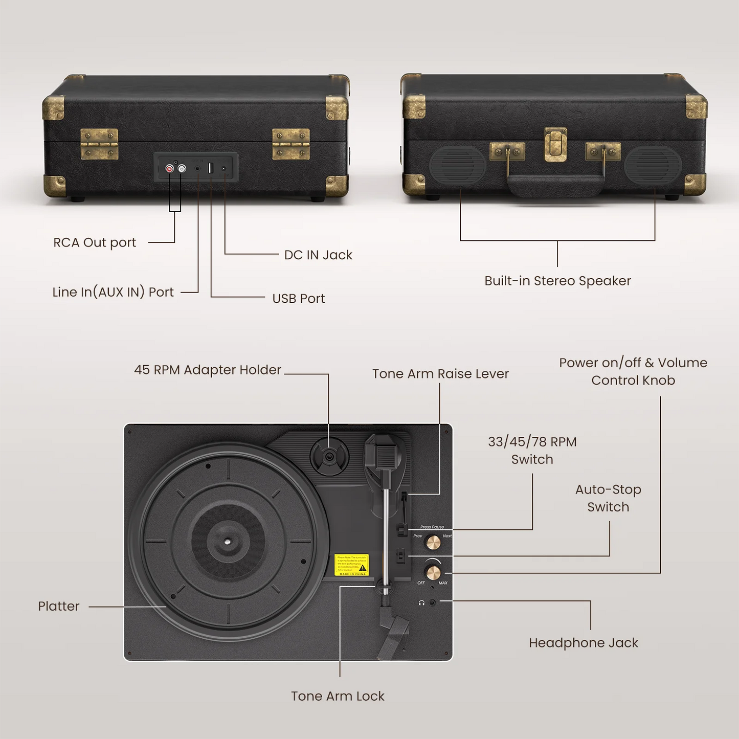 Maio C260 Vintage Turntable 3-Speed