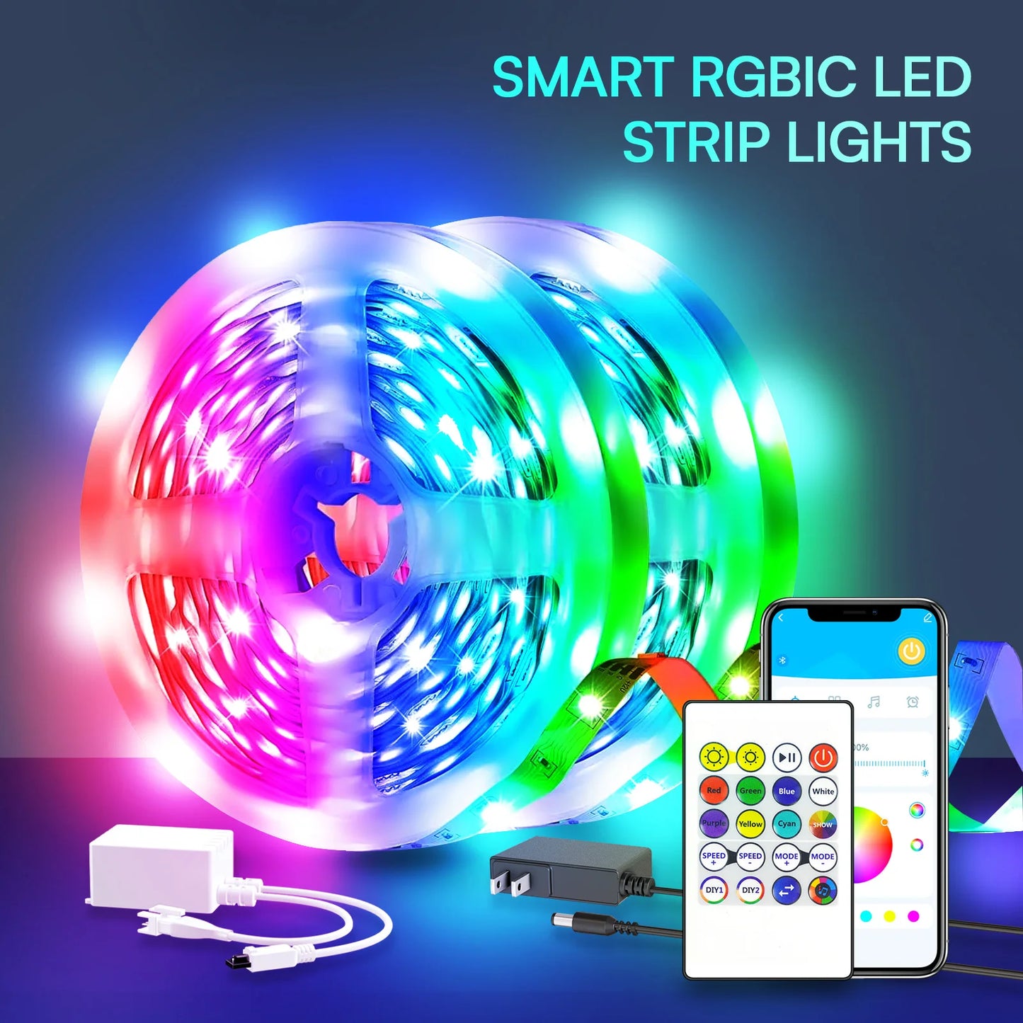 200ft Smart RGB LED Light Strip with Music Sync and Mic