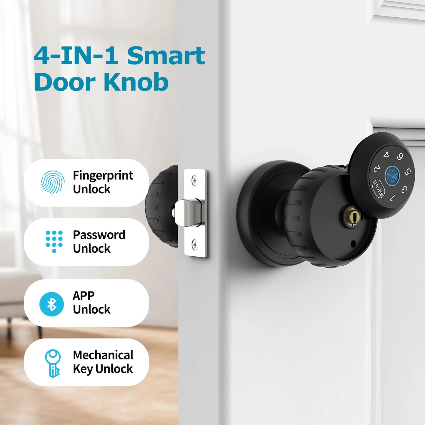 Viladepot Smart Fingerprint Door Lock with Touchscreen Keypad App Remote and Passcode Unlock for Indoor Use