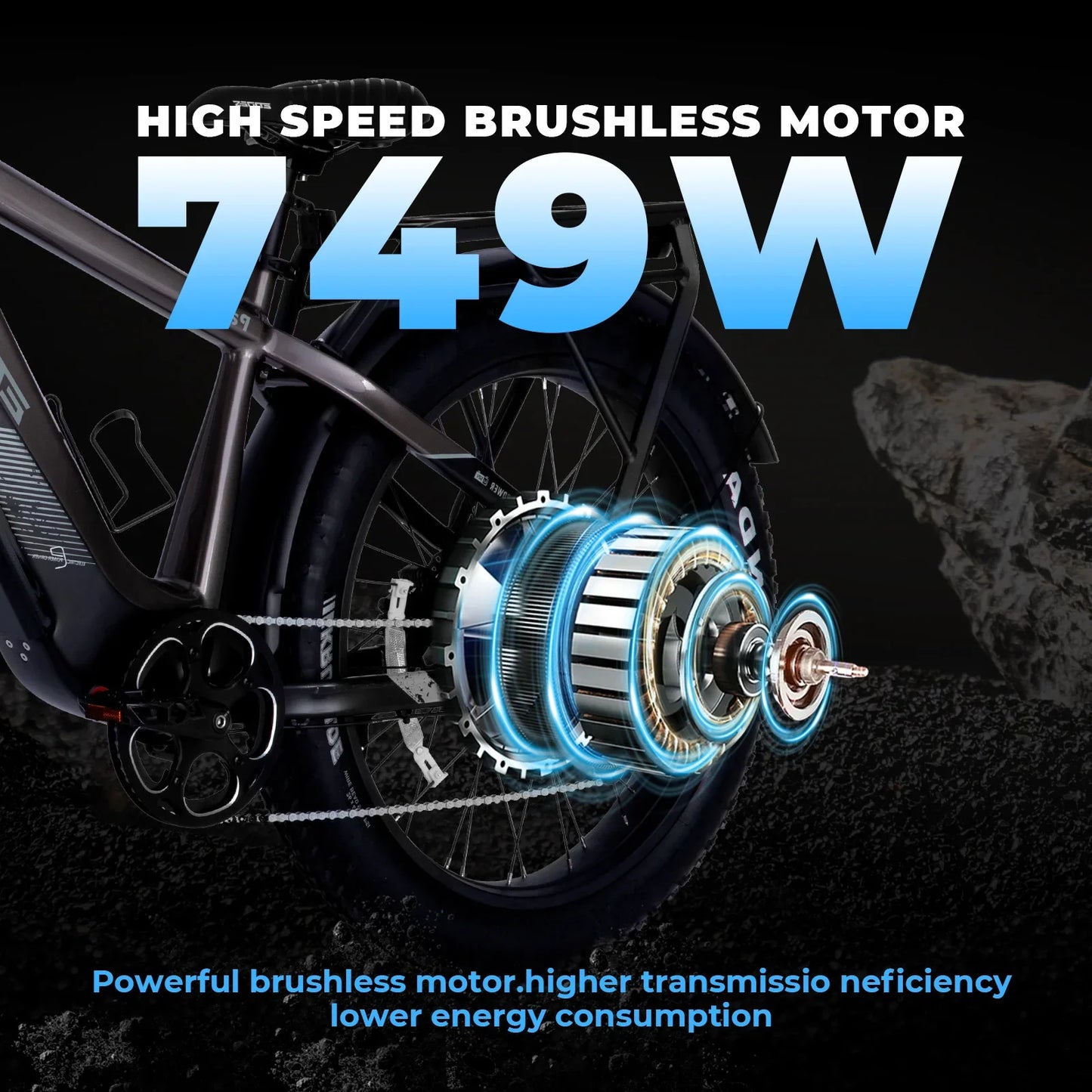 750W off-road electric bike with 26-inch fat tires, featuring a high-speed brushless motor.