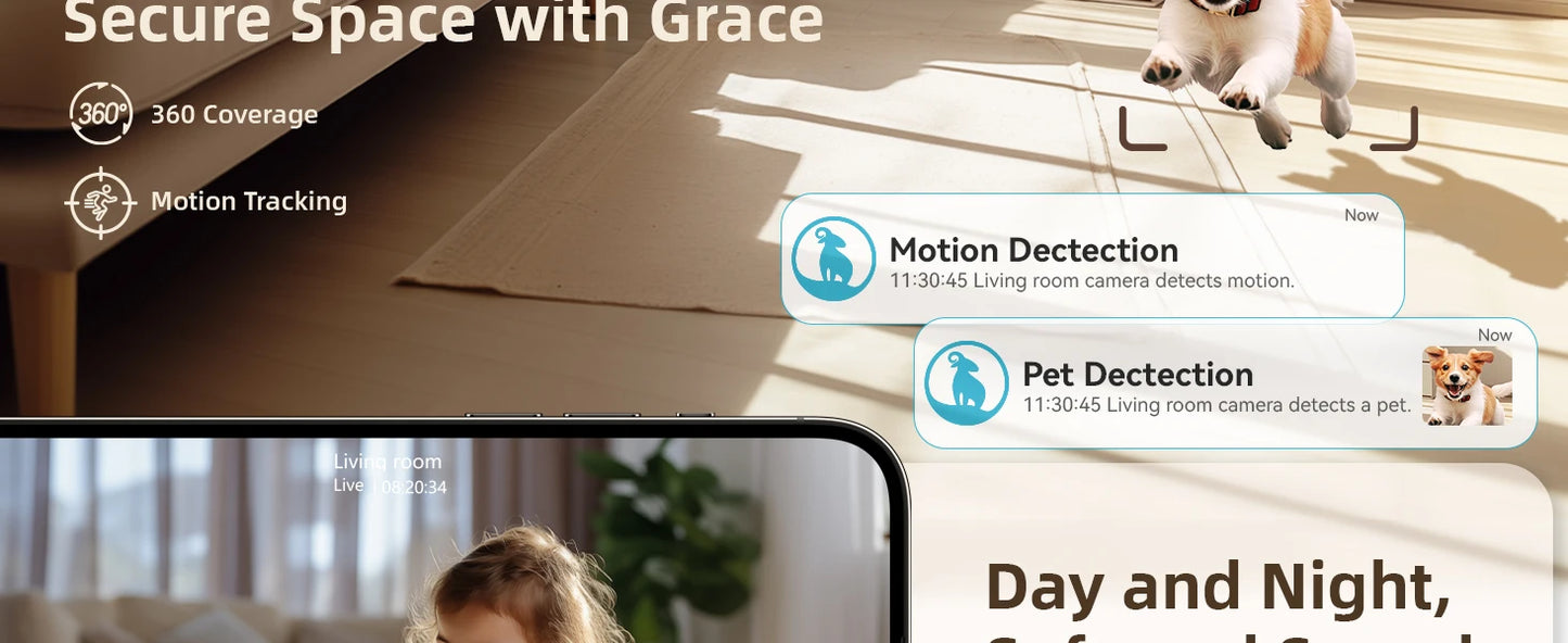 Blurams Baby Monitor 2K HD Security Camera with Motion Detection Two Way Audio and Night Vision