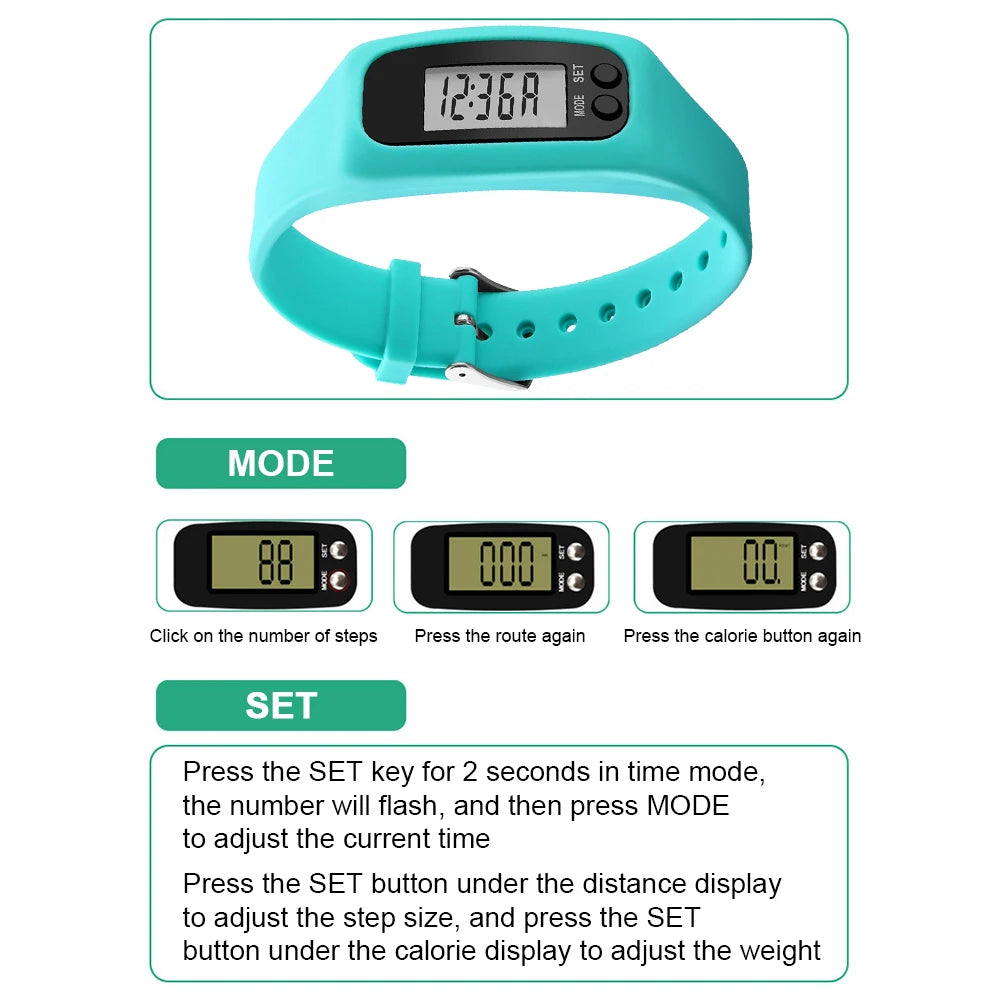 LED Pedometer Bracelet Calorie Counter Fitness Watch