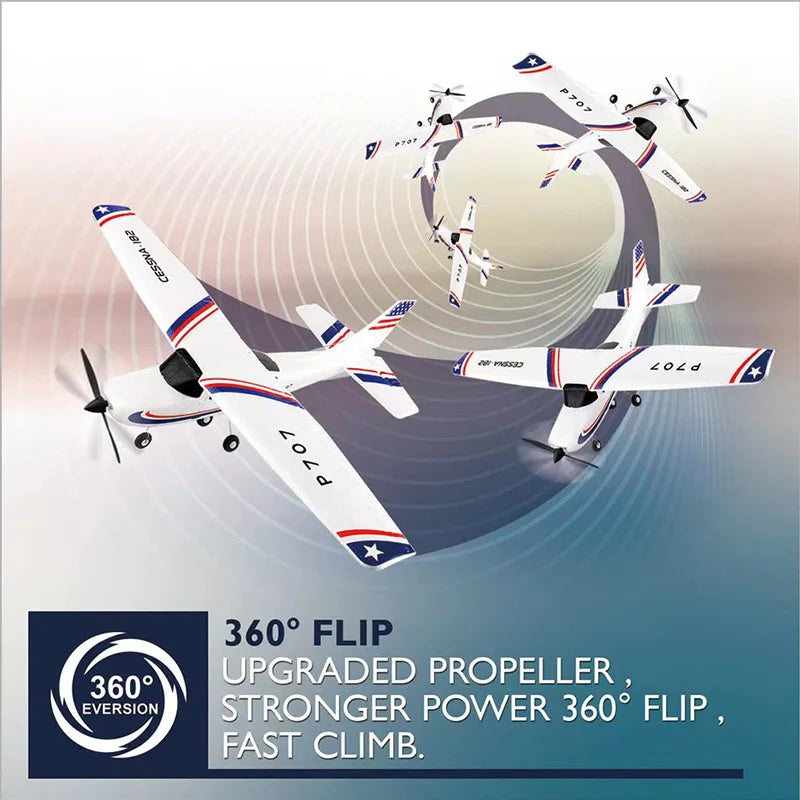 Park10 RC Airplane P707G performing a 360° flip with upgraded propeller and strong power.
