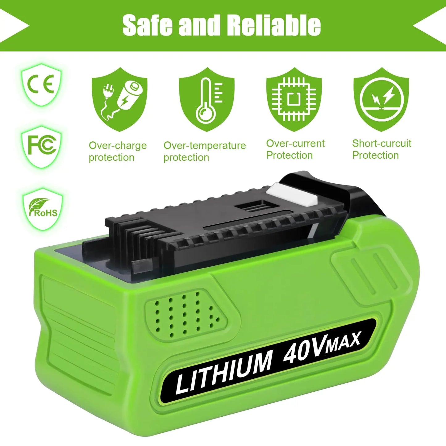 6.0Ah Greenworks 40V G-MAX Battery for 29472 29462 29252 20202 22262 Cordless Power Tools