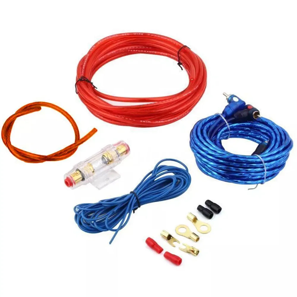 1500W 8AWG Car Audio Amplifier Wiring Kit with RCA Cable Fuse and Subwoofer Wiring