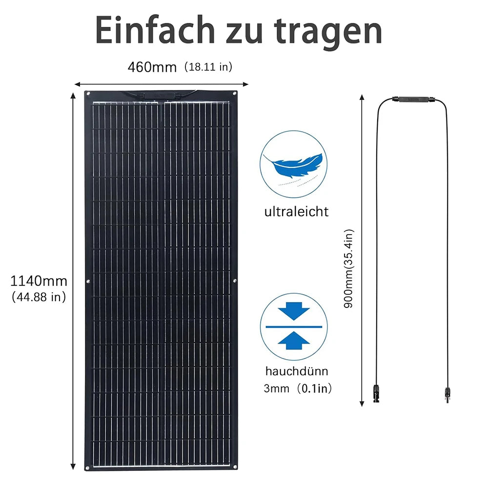 WUZECK 200W Flexible Solar Panel Kit 2x100W with 20A Controller and Cables