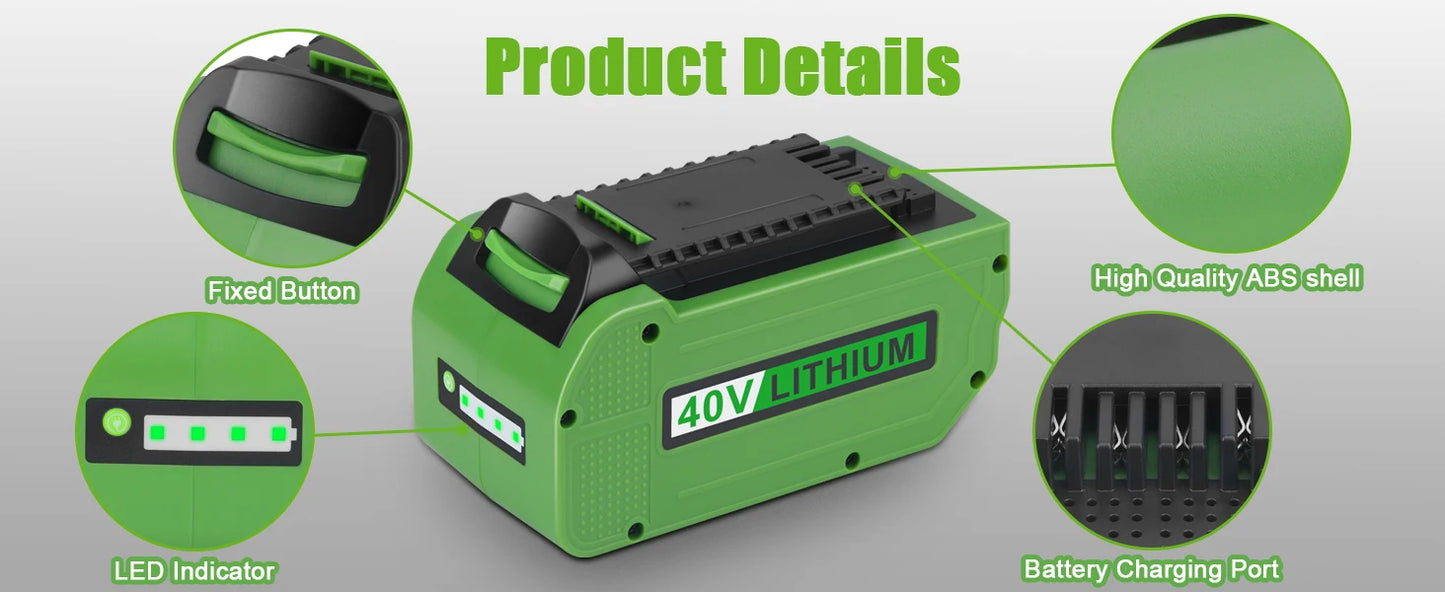 6.0Ah Greenworks 40V G-MAX Battery for 29472 29462 29252 20202 22262 Cordless Power Tools