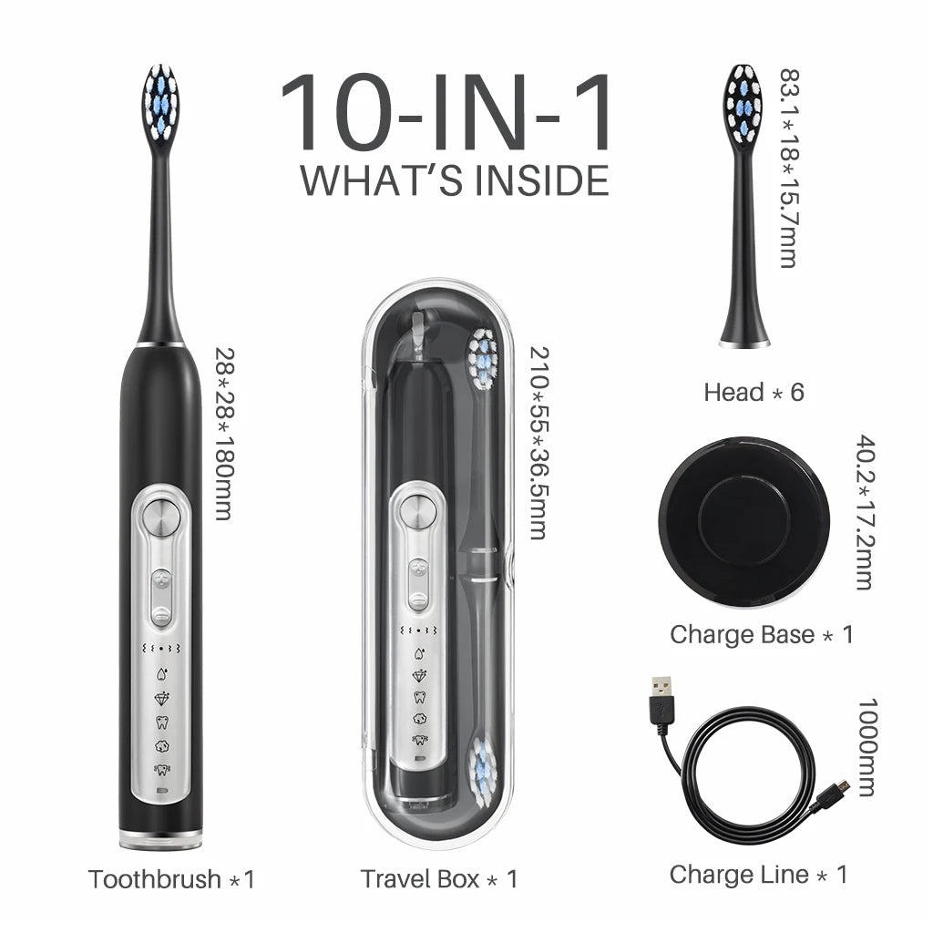 Super Sonic Electric Toothbrush for Adults and Kids Smart Timer Toothbrush with Replaceable Heads