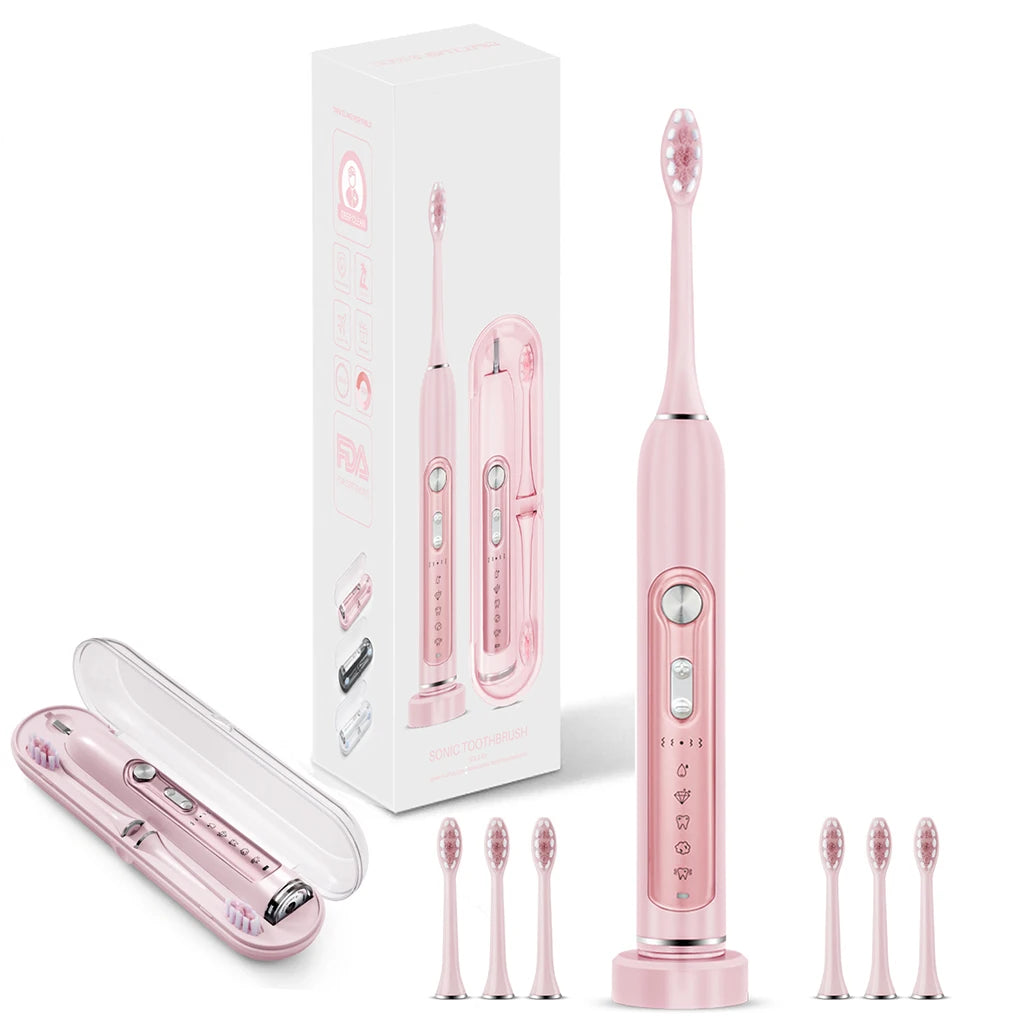 Super Sonic Electric Toothbrush for Adults and Kids Smart Timer Toothbrush with Replaceable Heads